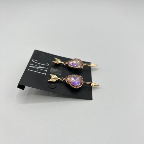 International Concepts Arrow Crystal Heart Halo Earrings in Gold MSRP $25 NWT - Picture 4 of 4